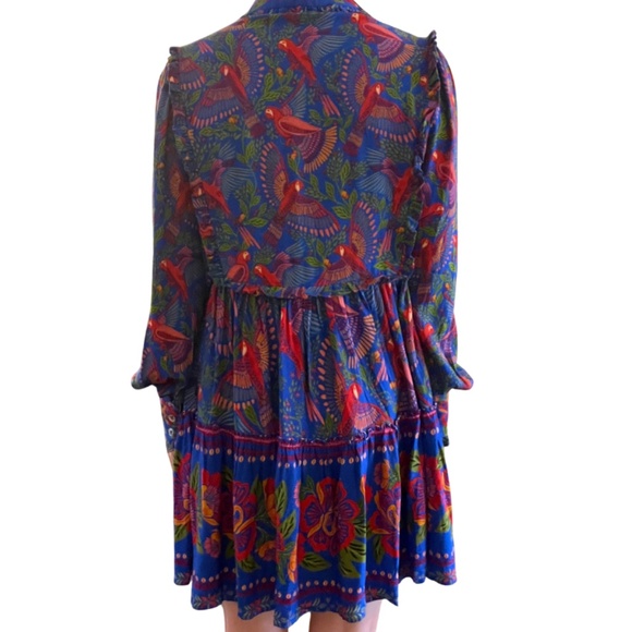 FARM RIO Blue Macaw Flight Mini Dress (S) - Picture 9 of 16